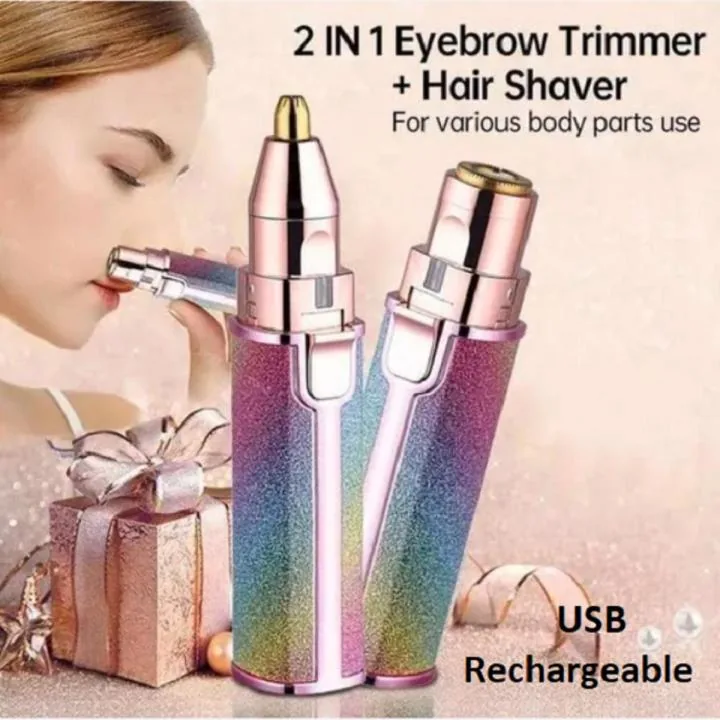 2-in-1 Rechargeable Eyebrow Trimmer & Facial Shaver for Women image 4