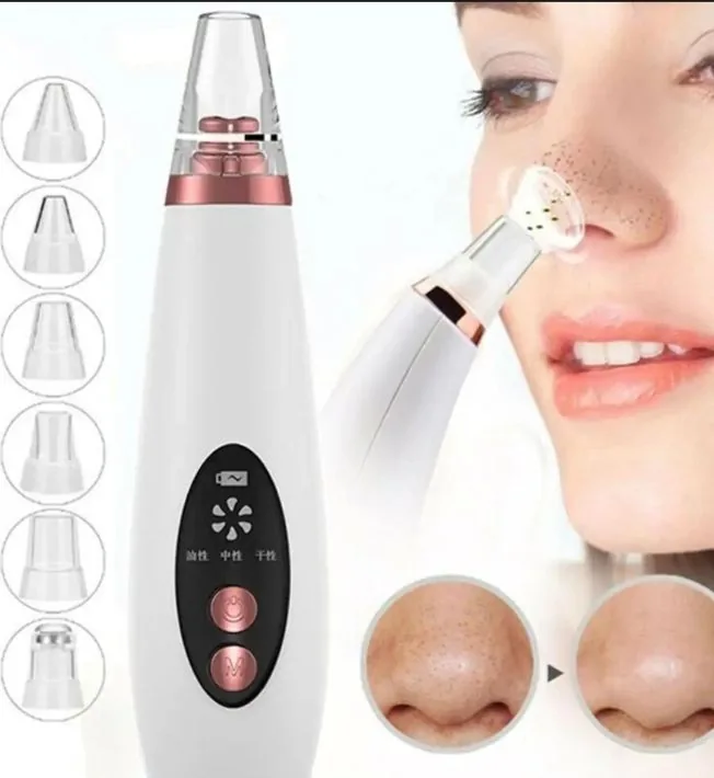 Multi-Functional Electric Blackhead Remover Vacuum - Acne & Pore Cleanser Machine with 6 Replaceable Suction Heads & LED Display
