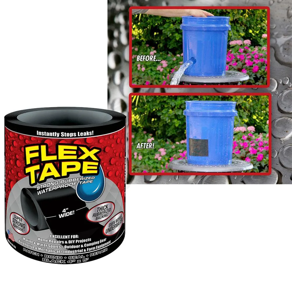 Flex Tape Super Strong Rubberized Waterproof Tape (4" x 5') – Instantly Stops Leaks, Underwater Repair Sealant image 3