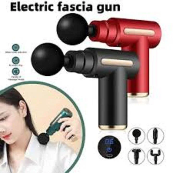 Portable Electric Fascia Massage Gun – Deep Tissue Percussion Massager for Muscle Pain Relief, Body Recovery & Relaxation (with 4 Interchangeable Heads)