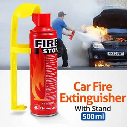 Portable Mini Fire Extinguisher Spray for Car, Home, & Kitchen – 500ml Fire Stop Foam with Mounting Stand image 2