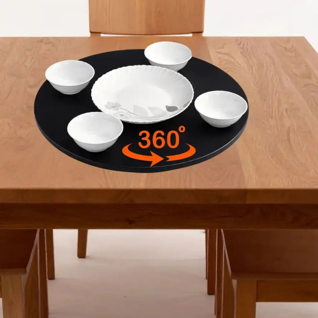 360-Degree Rotating Lazy Susan Dining Table Organizer – Matte Black Circular Serving Turntable for Food, Spices & Tableware