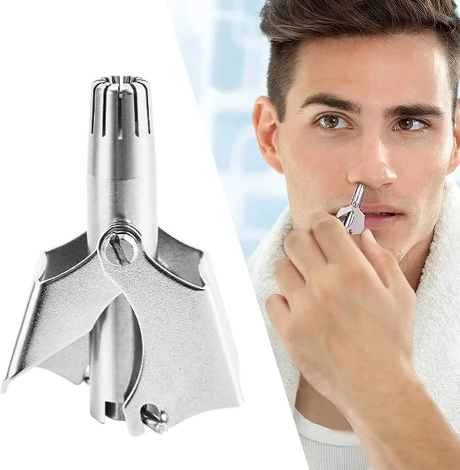 Manual Stainless Steel Nose & Ear Hair Trimmer – Water Washable, Painless & Battery-Free Mechanical Grooming Tool image 2