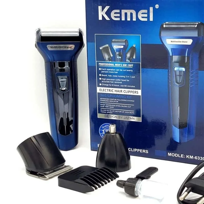 Kemei KM-6330 3-in-1 Rechargeable Electric Grooming Kit – Hair Clipper, Beard Trimmer & Nose Trimmer image 2