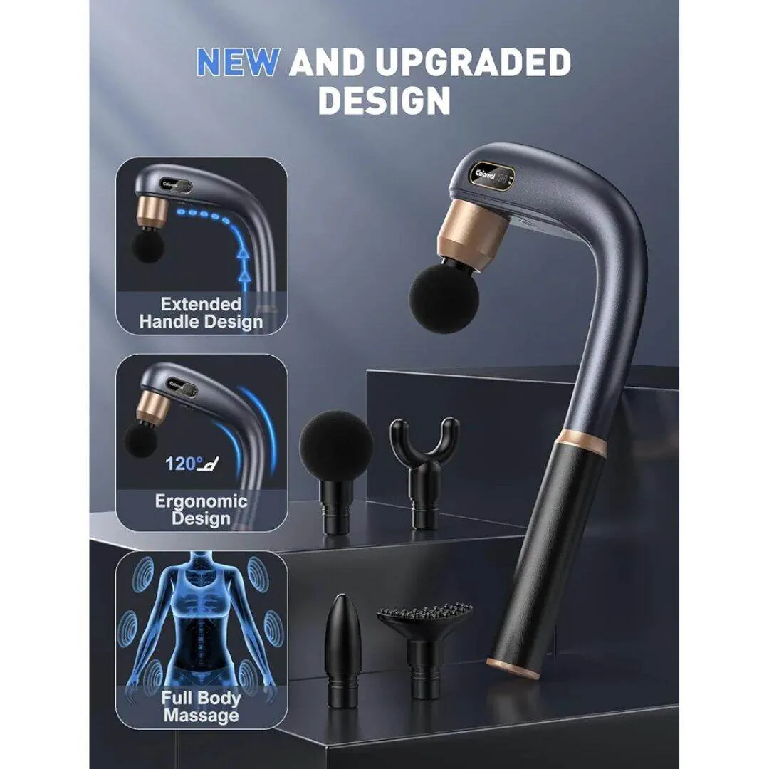 Extended Curved Percussion Massage Gun for Full Body & Back Relief image 6