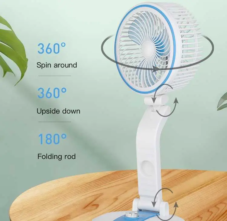 Rechargeable Folding Table Fan With LED Light image 3