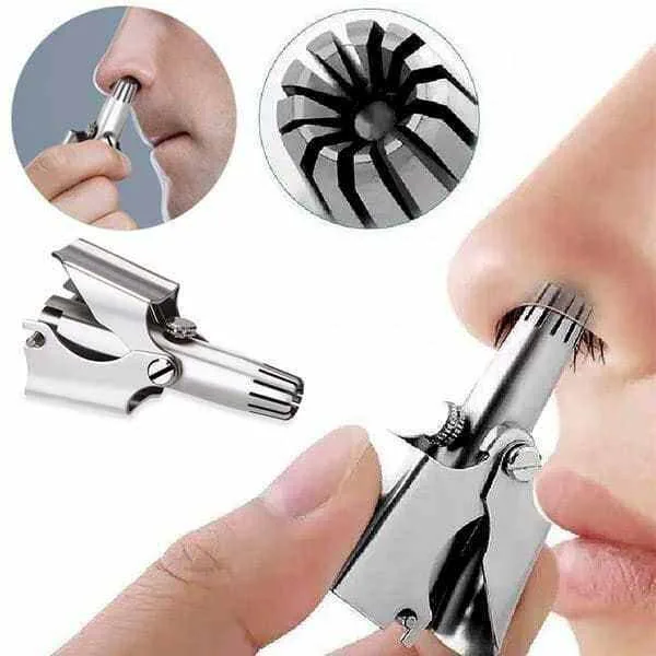 Manual Stainless Steel Nose & Ear Hair Trimmer – Water Washable, Painless & Battery-Free Mechanical Grooming Tool