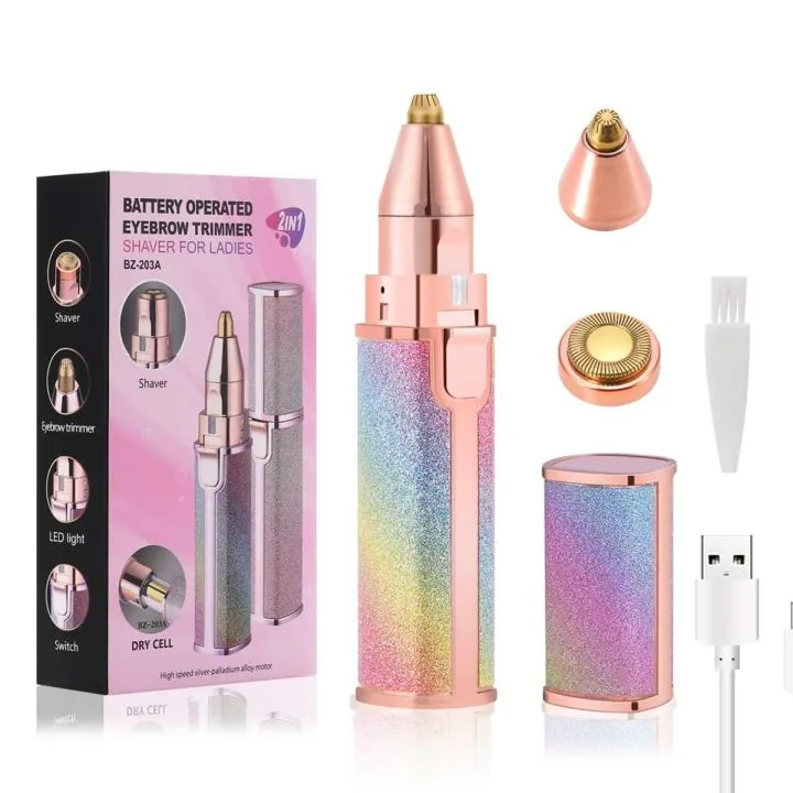 2-in-1 Rechargeable Eyebrow Trimmer & Facial Shaver for Women image 3