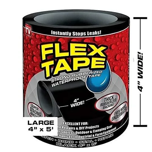Flex Tape Super Strong Rubberized Waterproof Tape (4" x 5') – Instantly Stops Leaks, Underwater Repair Sealant image 2