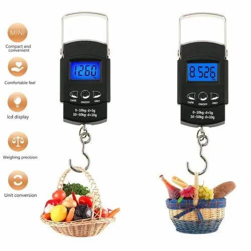 50kg Portable Digital Hanging Scale - High Precision Electronic Luggage, Kitchen, Fishing & Meat Weighing Scale with Backlit LCD image 2