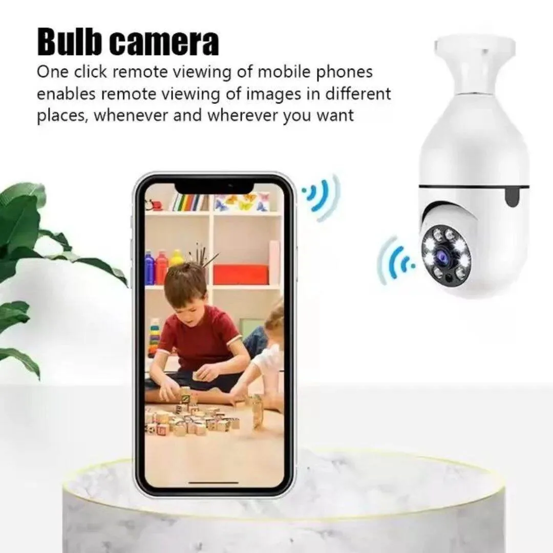 1080P HD Wireless Light Bulb Security Camera – 360° Panoramic View, Night Vision & Two-Way Audio image 3