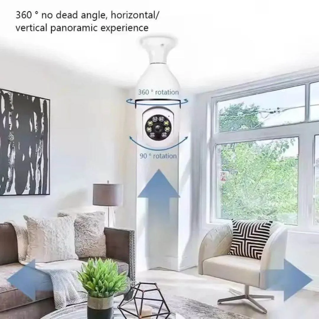 1080P HD Wireless Light Bulb Security Camera – 360° Panoramic View, Night Vision & Two-Way Audio image 4