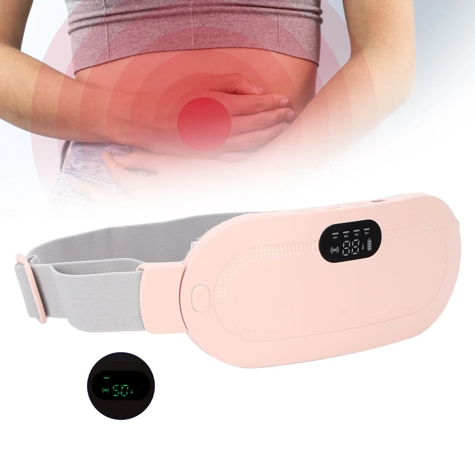 Electric Heating Pad & Period Cramp Relief Massager Belt – Smart LED Digital Display Wireless Waist Heating Pad with 3 Heat Levels & 4 Vibration Massage Modes for Women Back & Stomach Abdominal Cramps Relief image 7