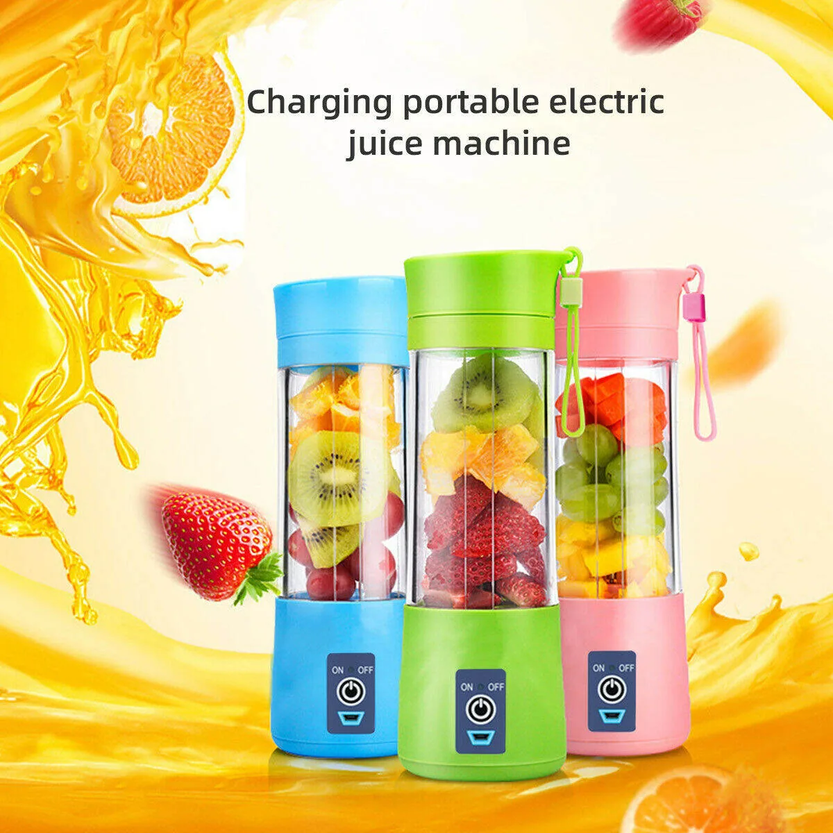 USB Rechargeable Portable Juice Maker & Smoothie Blender Bottle (2000mAh Battery, 22000 RPM) image 3