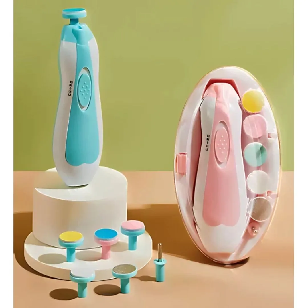 6-in-1 Safe Electric Baby Nail Trimmer & Clipper Set with LED Light - Ultra Quiet Newborn & Adult Nail Care Kit image 2