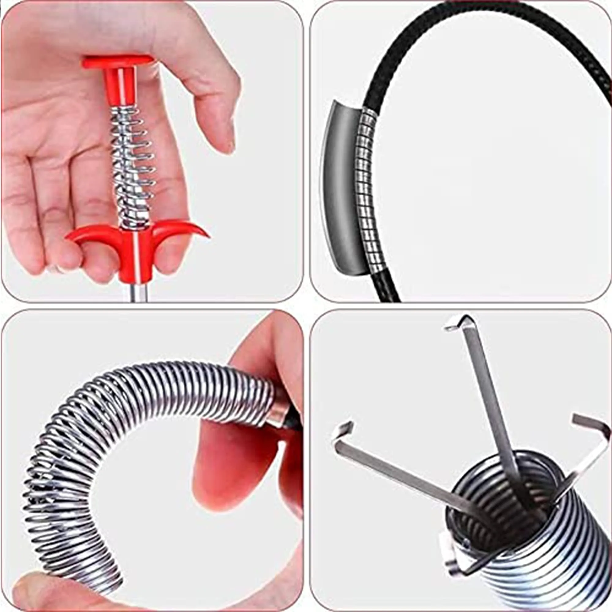 Flexible Spring Pipe Dredging Tool – 4-Claw Bendable Drain Cleaner Snake & Clog Remover Stick for Kitchen Sink, Bathroom, Toilet & Sewer Cleaning image 2