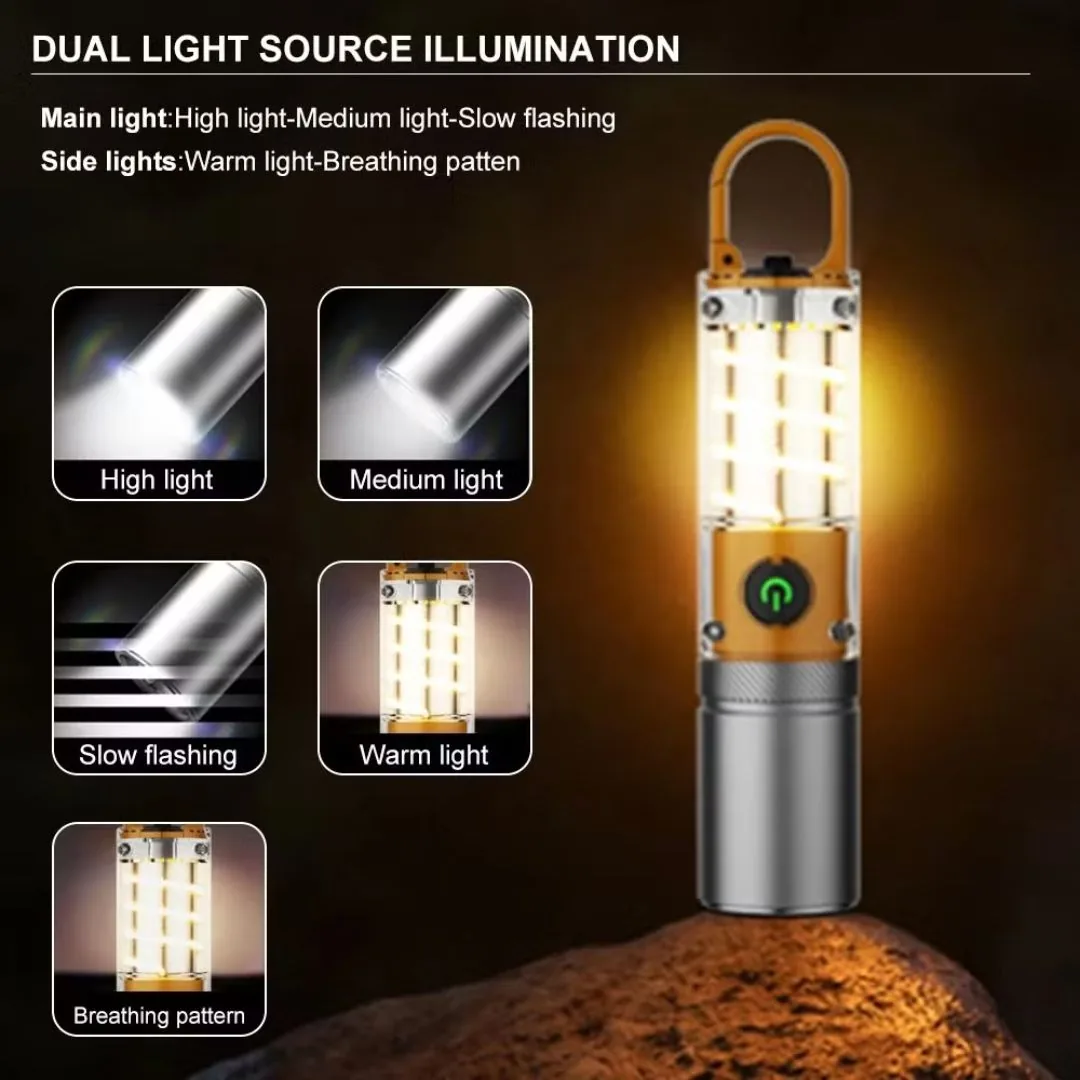 X10 Multifunctional Rechargeable Camping Flashlight & Lantern with Built-in Carabiner Hook – Waterproof LED Torch Light image 2