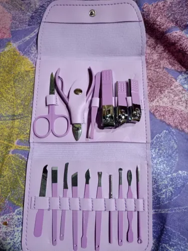 Professional 16-in-1 Stainless Steel Manicure Pedicure Set - Portable Grooming Kit with Leather Case for Men & Women image 2