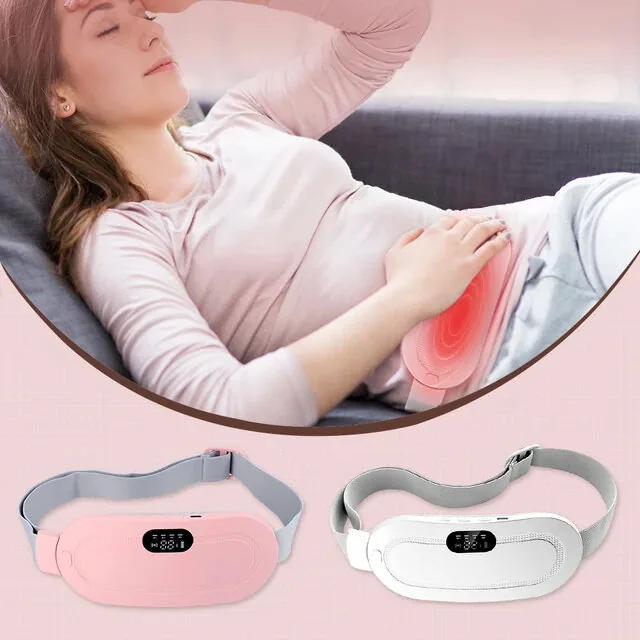 Electric Heating Pad & Period Cramp Relief Massager Belt – Smart LED Digital Display Wireless Waist Heating Pad with 3 Heat Levels & 4 Vibration Massage Modes for Women Back & Stomach Abdominal Cramps Relief