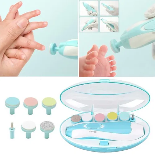 6-in-1 Safe Electric Baby Nail Trimmer & Clipper Set with LED Light - Ultra Quiet Newborn & Adult Nail Care Kit image 6