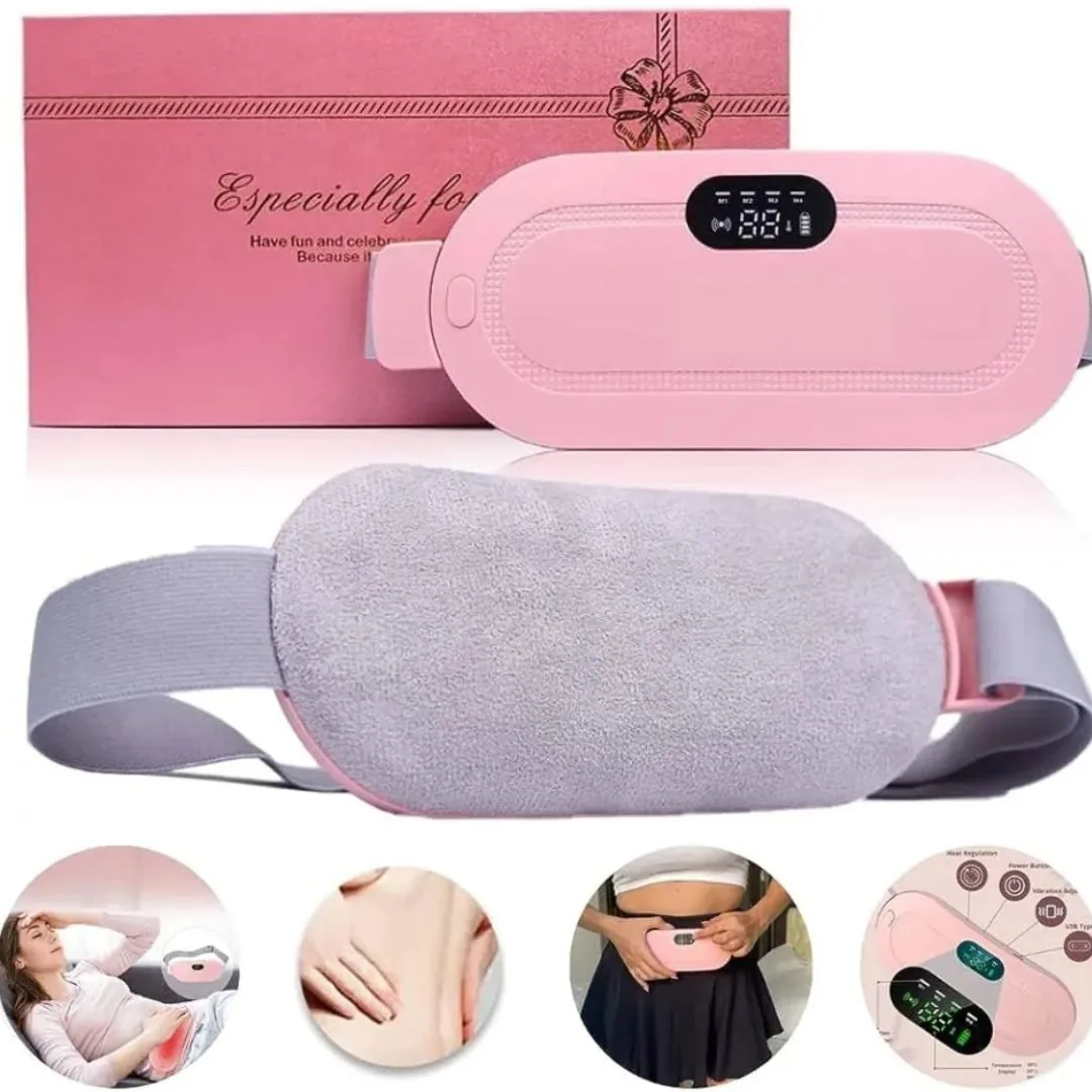 Electric Heating Pad & Period Cramp Relief Massager Belt – Smart LED Digital Display Wireless Waist Heating Pad with 3 Heat Levels & 4 Vibration Massage Modes for Women Back & Stomach Abdominal Cramps Relief image 2