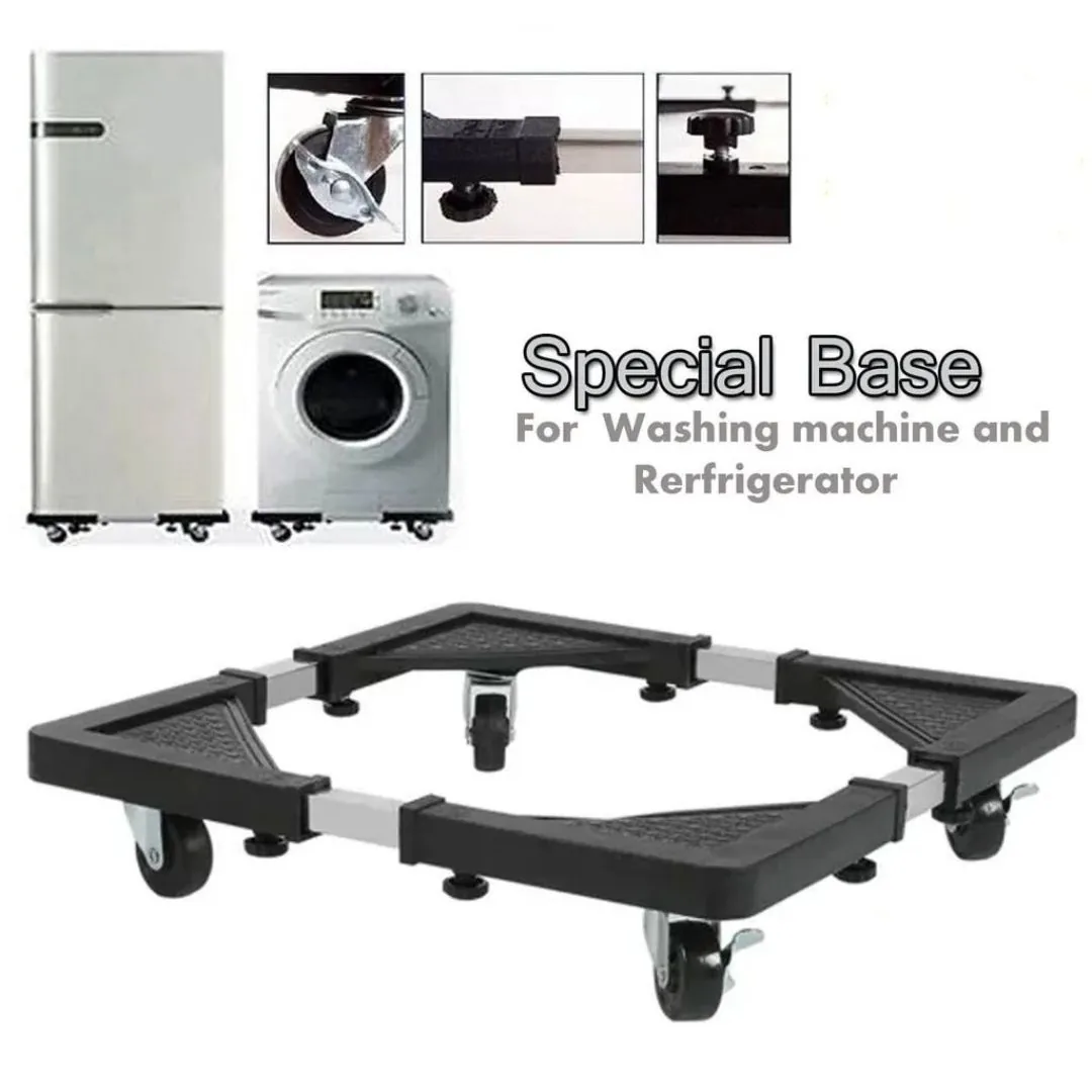 Heavy Duty Adjustable Washing Machine & Refrigerator Stand Base – Multi-Functional Movable Trolley with 360° Rotating Locking Wheels & Anti-Vibration Base Pads (40cm to 60cm) image 3