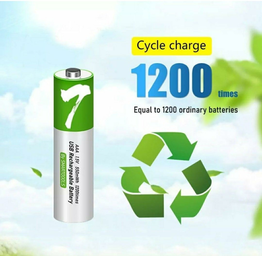 Smartoools 1.5V AA Type-C USB Rechargeable Lithium Battery Set (2600mWh High Capacity, 1.5h Fast Charging, 1200 Cycles) with 2-in-1 Type-C Cable image 5