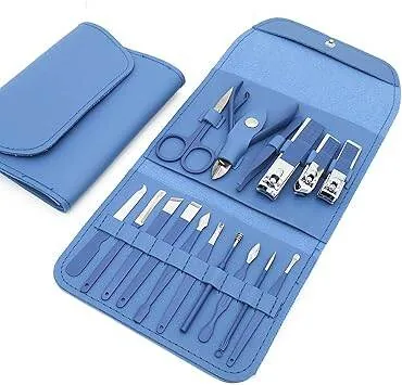 Professional 16-in-1 Stainless Steel Manicure Pedicure Set - Portable Grooming Kit with Leather Case for Men & Women image 7