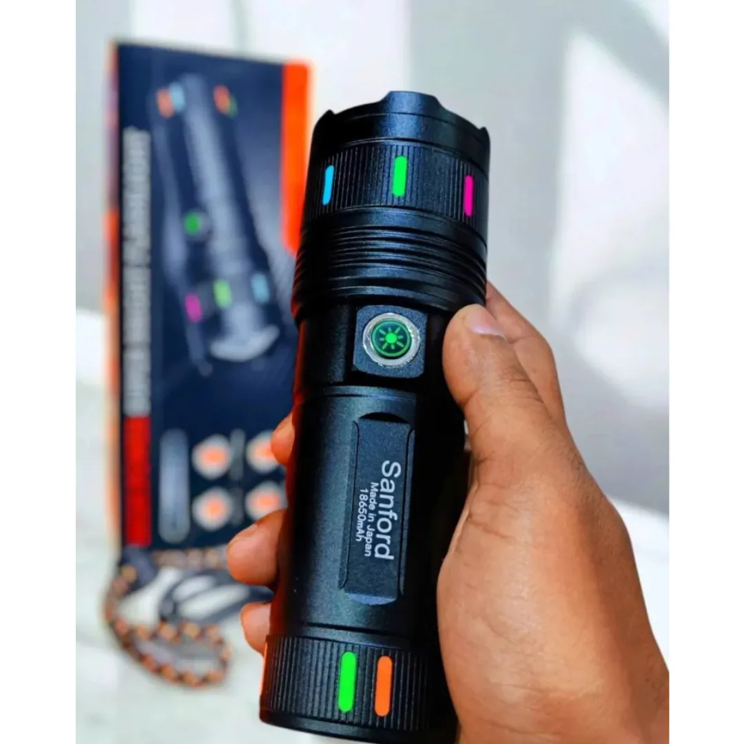 Sanford High-Power White Laser LED Flashlight 30000mAh – USB Rechargeable Waterproof Torch Light with Digital Percentage Display & Power Bank Function image 2